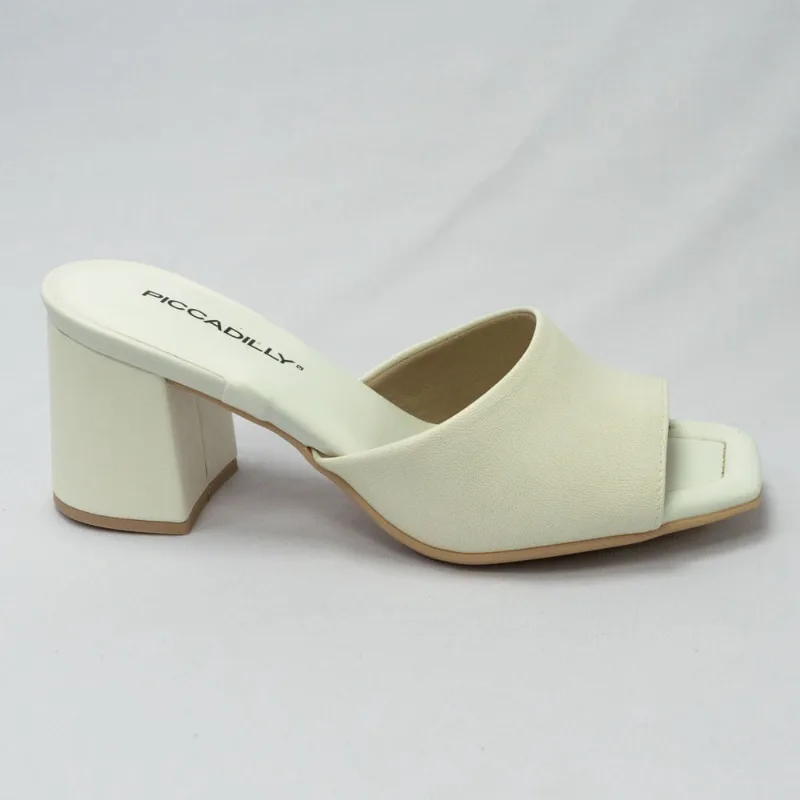 Tamanco Piccadilly 626025-9 Napa com Salto Bloco Branco