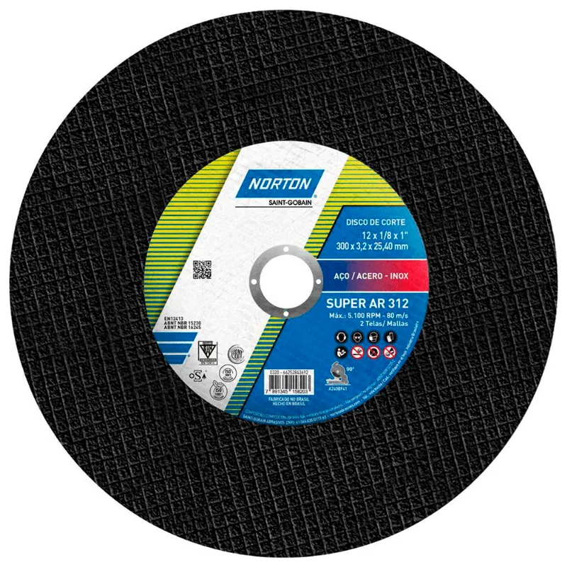 Disco de Corte Norton Super Aço 300x3,2x25,40 AR312 66252843692