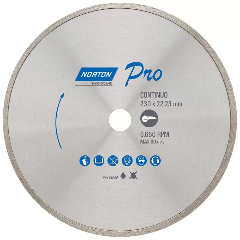 Disco De Corte Diamantado Pro Contínuo 230x5x22,23mm Norton 70184645812 70184645812