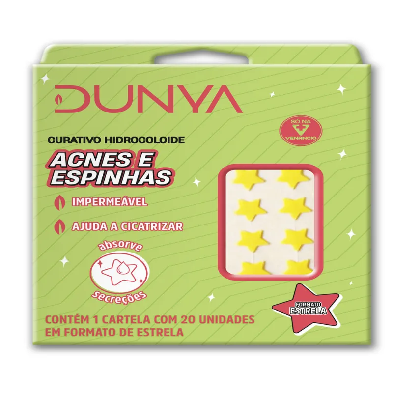 Adesivos Curativos Hidrocoloide Acnes e Espinhas 20 Unidades em Formato de Estrela