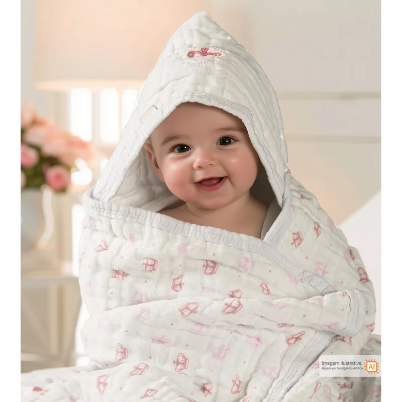 Toalha de Banho Soft Reininho Classic com Bordado Rosa