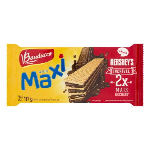 Biscoito Wafer Com Recheio De Chocolate Bauducco Maxi Pacote 117g - BAUDUCCO - Mercearia