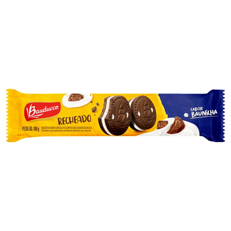 Biscoito Recheado Bauducco Chocolate Recheio Baunilha 108g - Bauducco - Mercearia