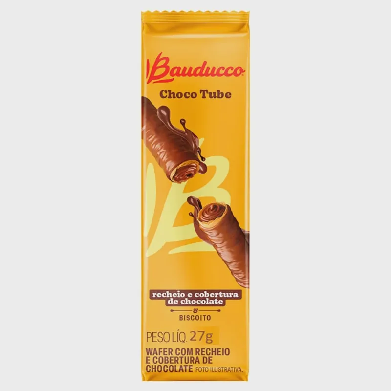 Biscoito Wafer Bauducco Chocolate Cobertura de Chocolate 27g