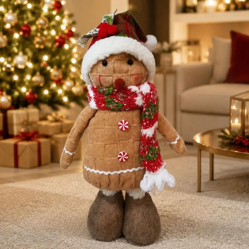 Boneco Natalino Biscoito Ginger Enfeite Decorativo De 38cm Menino - Genérico - Natal