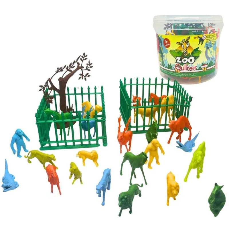 Pote Zoo Gulliver 33 Peças - Balde Baldinho Zoológico Plástico Original