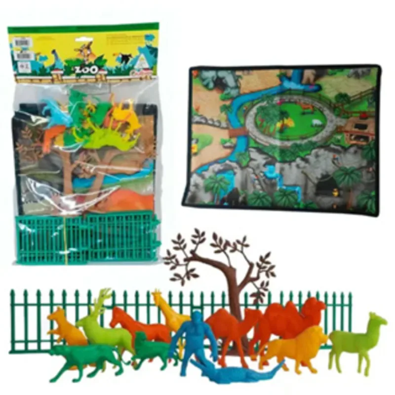 Gulliver Playset Tapete Pequeno Zoológico Figuras, Arvore e Cercas - Gulliver - Brinquedos