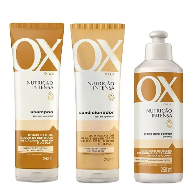 Kit OX Shampoo + Condicionador + Creme de Pentear Oils Nutrição Intensa - OX - Shampoo E Condicionador