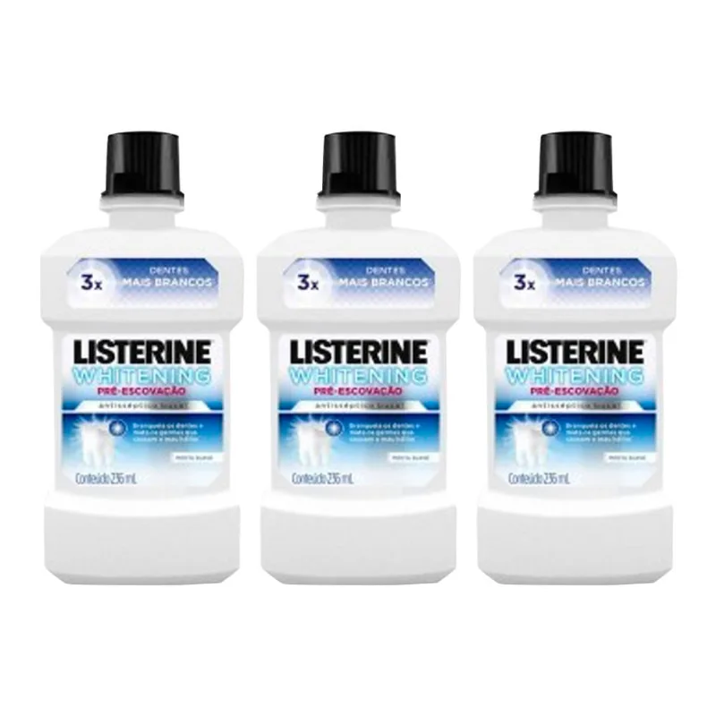 Enxaguatório Bucal Listerine Whitening 236ml 3 Unidades