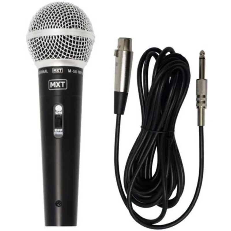 Microfone Dinâmico Profissional Dinâmico com Cabo 4 Mts Performance Sound - Tomate - Instrumentos Musicais