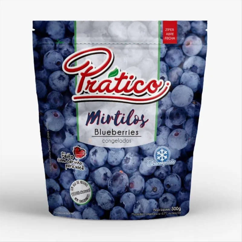 Mirtilos Inteiros Congelados Prático Zip Lock 300g - PRÁTICO - Congelados