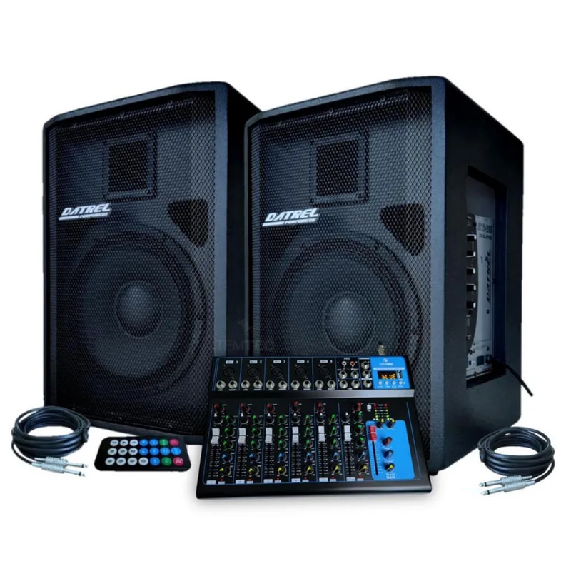 Alto falante caixa de som 12 500W datrel com mesa bluetooth