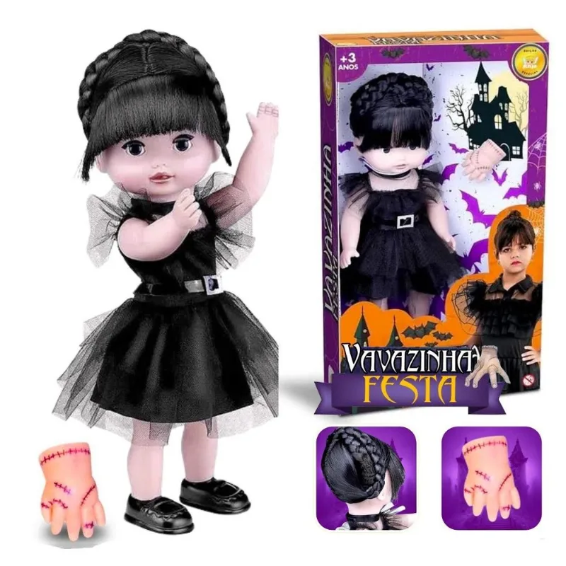 Boneca Addams Vavazinha Roupinha Baile E Mãozinha Diversão