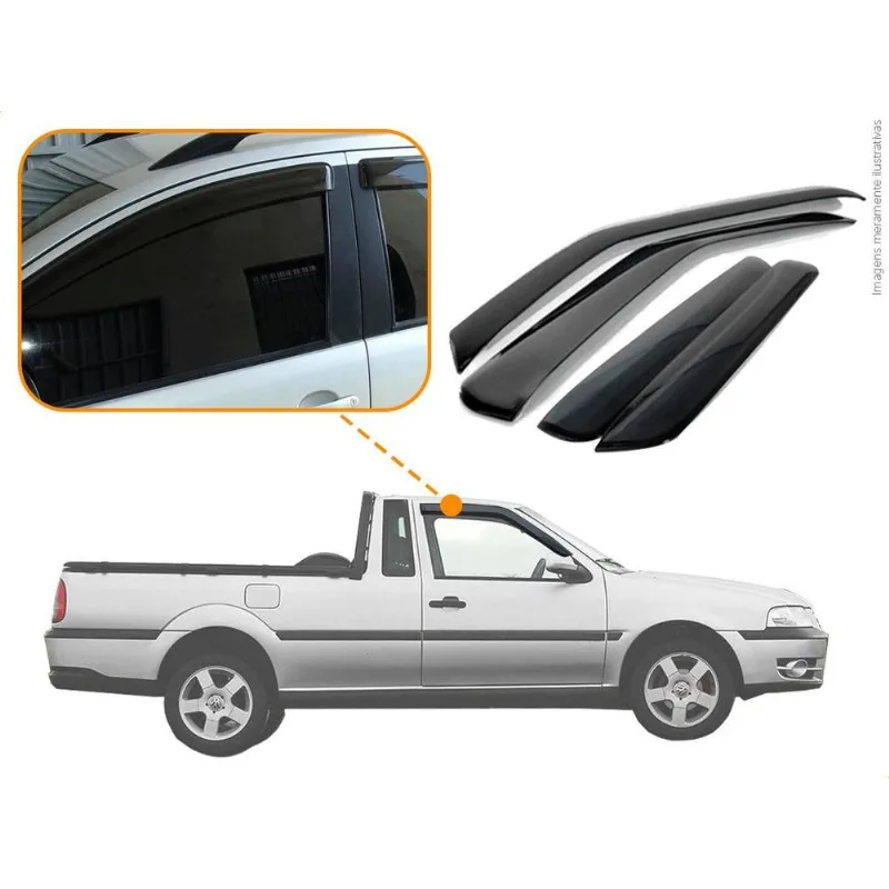 Conjunto Calha De Chuva Vw Saveiro 2004 Até 2011
