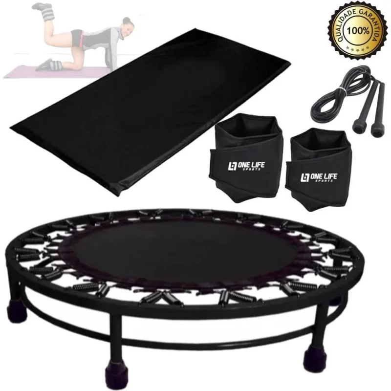 Cama Elástica Mini Jump + Colchonete + Corda + Caneleira 2 Kg - Não Disponível - Esporte E Lazer
