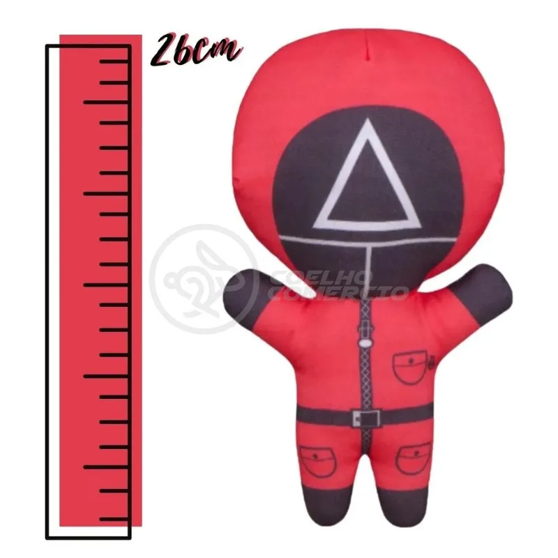 Boneco De Pelucia Squid Game Round 6 Vermelho Serie Netflix 26cm Quadrado Circulo Triangulo
