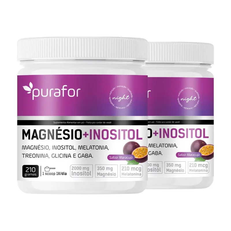 Kit 2 Magnésio e Inositol 210g Purafor Noite