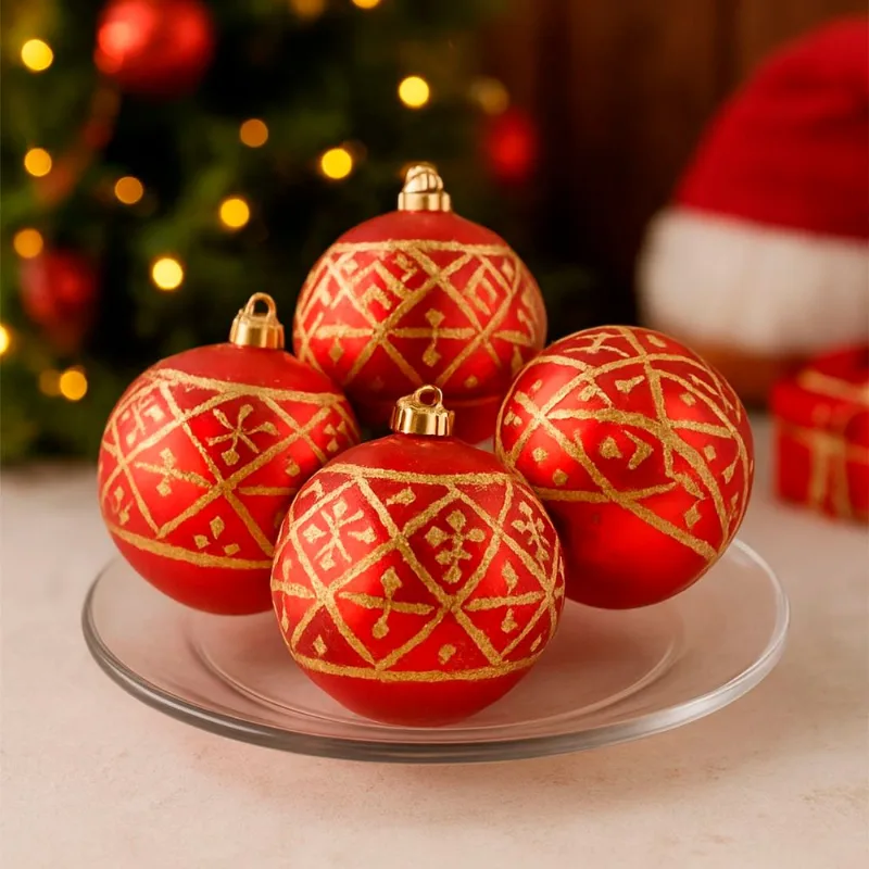 Bolas Natalinas Vermelha Enfeite Árvore Natal Kit 12pçs 70mm
