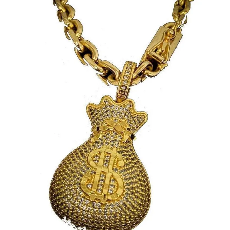 Corrente Cadeado 8Mm + Pingente Malote Cravej Banhado A Ouro