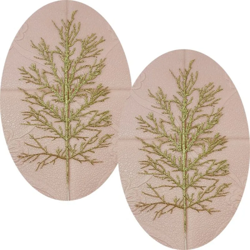Folhas Flores Enfeite Natal Gliter Dourado De 40cm Kit 12pçs - Genérico - Natal