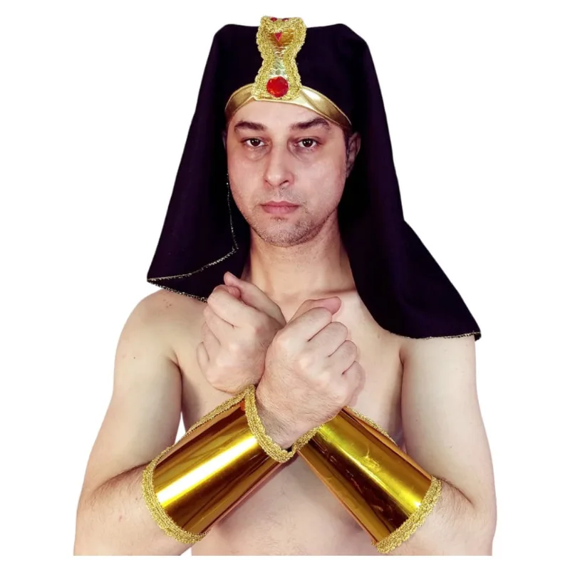 Chapéu Turbante Faraó Adereço Masculino Adulto Fantasia Cosplay Carnaval Halloween Lenço Egípcio Luxo Festa Países