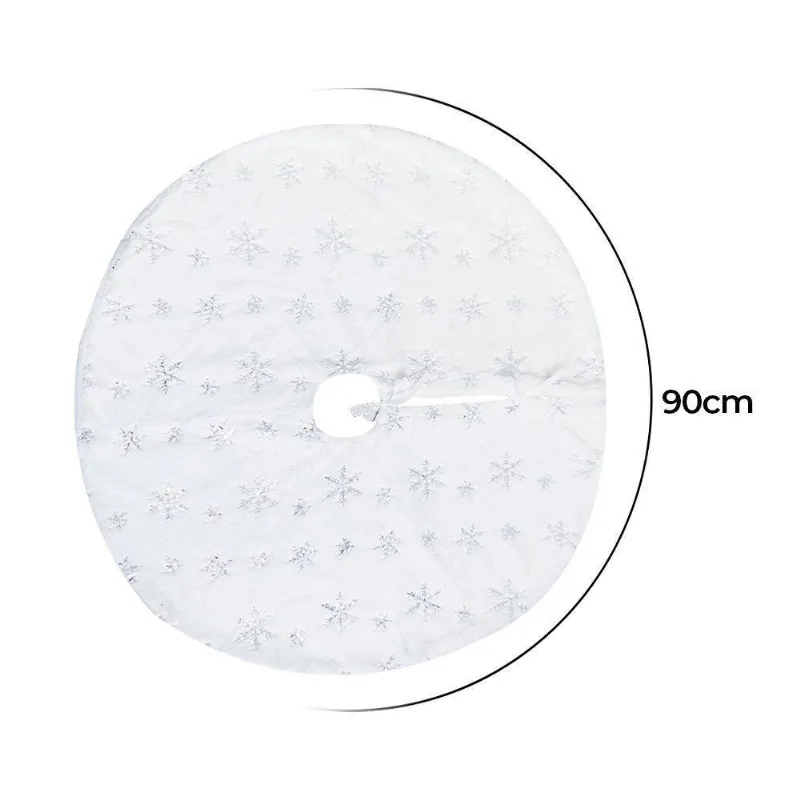 Saia Para Árvore De Natal De Veludo Pelo Alto Branco 90cm Decorativa Wincy