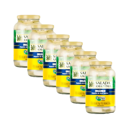 Kit 6x: Palmito Açaí Inteiro Orgânico Salada Amazônia 500g - Não Informado - Mercearia