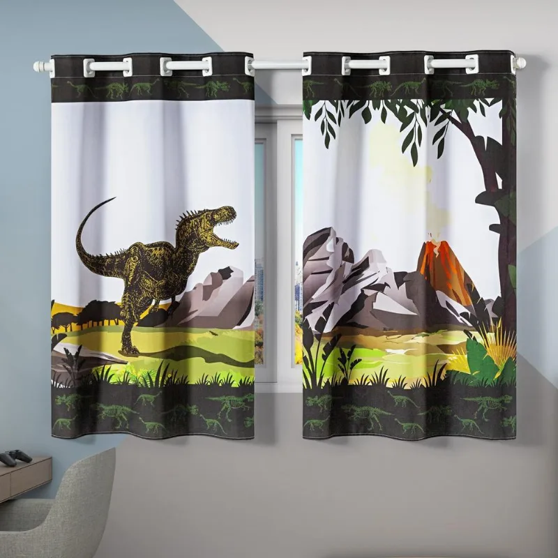 Cortina Criança Quarto Menino 2,00m x 1,30m Janela Dino 2