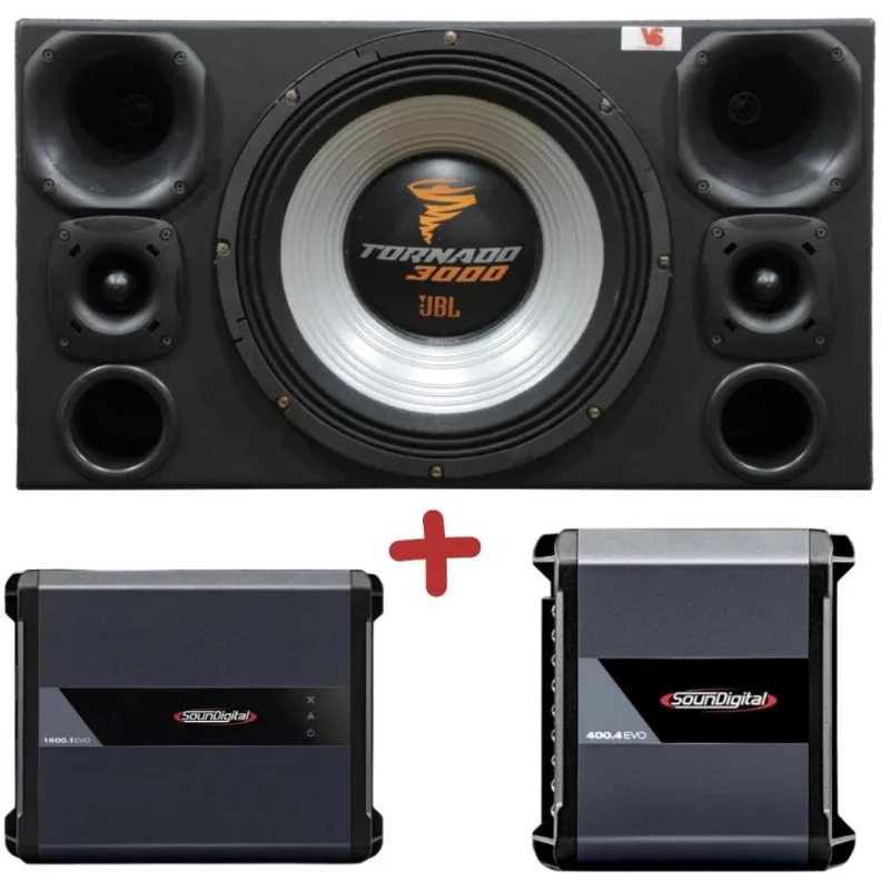 Caixa Trio Tornado Jbl + 2 Driver + 2 Tweeter + Módulo Soundigital