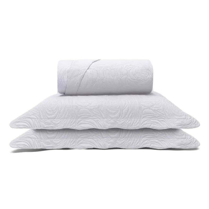 Colcha com Porta Travesseiro Matelassê Metrópole Maya Buettner King / Branco