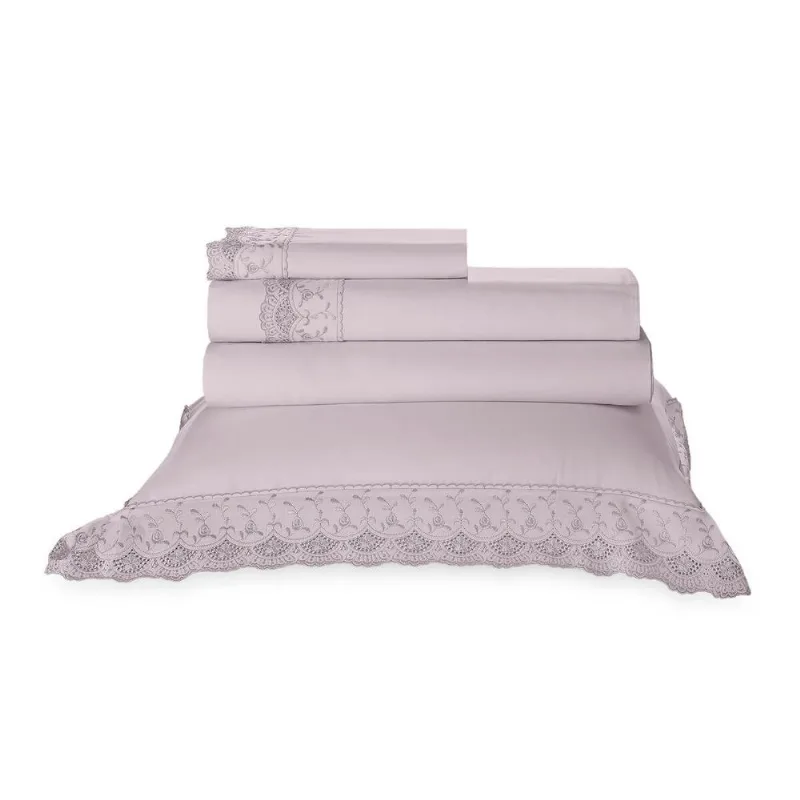 Jogo de Cama 200 Fios Melody Renda Marion Buettner King / Bege