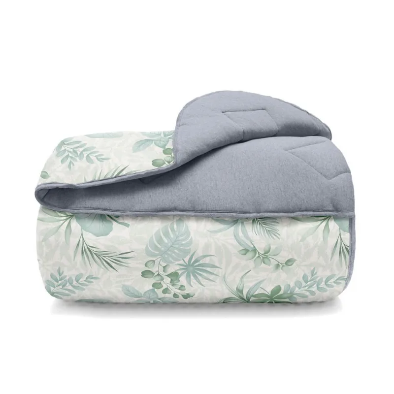 Edredom Malha Basic Estampado Plantes Buettner King / Cinza