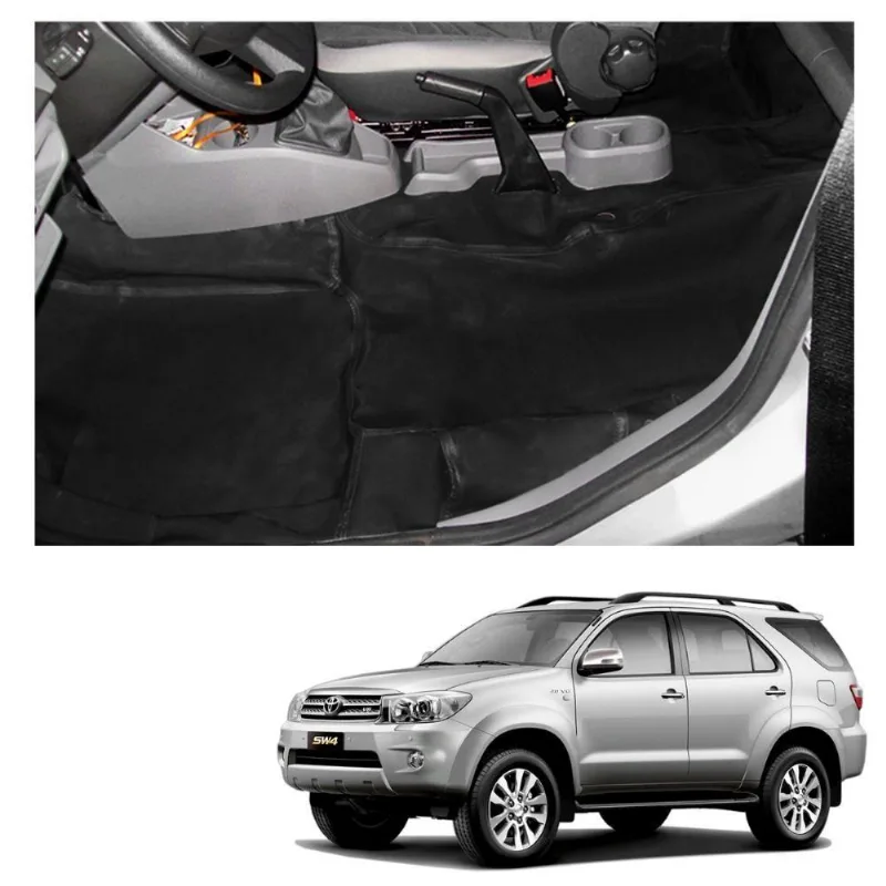 Capa De Assoalho Em Vinil Preto Toyota Hilux Sw4 2016 A 2021 7 Lugares