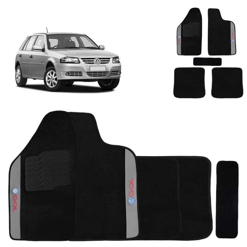 Jogo de Tapete Carpete Gol 1980 a 2013 Preto 5 Peças - Ecotap - Cama, Mesa E Banho