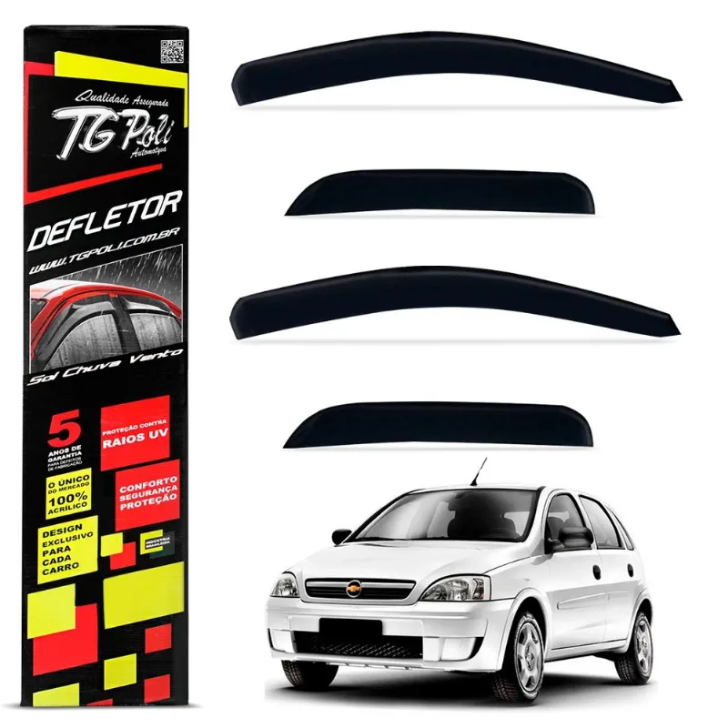 Calha Defletor Chuva Corsa Hatch Sedan Classic 1994 a 2016 Fume Acrilico Tgpoli