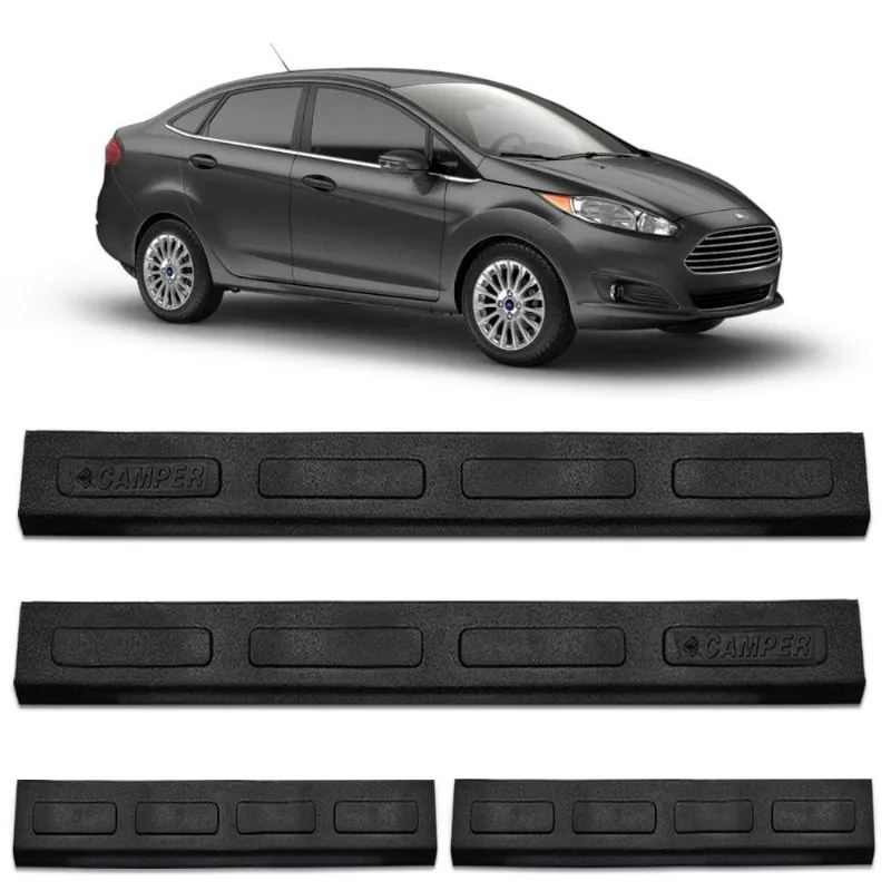 Jogo De Soleira Porta New Fiesta Sedan 2012 A 2019 Injetada Preta