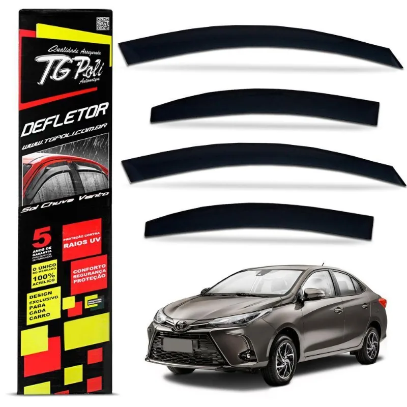 Calha De Chuva Yaris Sedan 2018 A 2025 Defletor Fume Acrílico Tgpoli - Tgpoli