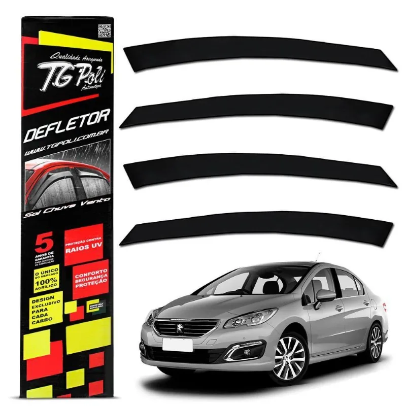 Calha De Chuva Peugeot 408 2011 A 2019 Acrílico Tgpoli