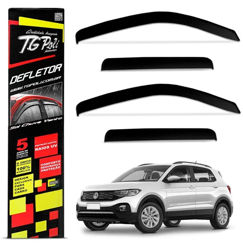 Calha De Chuva T-cross 2019 A 2025 Defletor Fumê Em Acrílico
