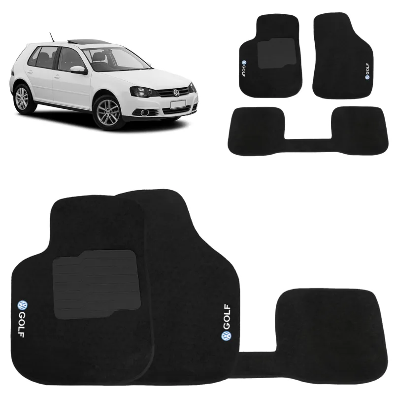 Jogo de Tapete Carpete Golf 2002 a 2011 Preto 3 Peças - Ecotap - Cama, Mesa E Banho