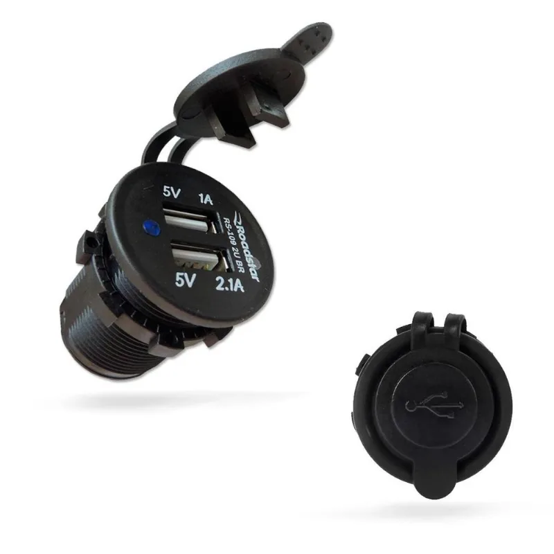 Tomada Carregador Veicular Usb Substitui O Acendedor 12v 24v 2.1 + 1ah