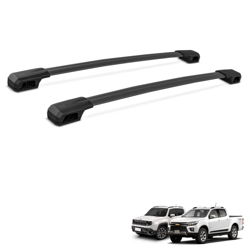 Rack de Teto Travessa S10 Renegade Frontier Hilux Elite Alumínio Preto - Bepo - Automotivo