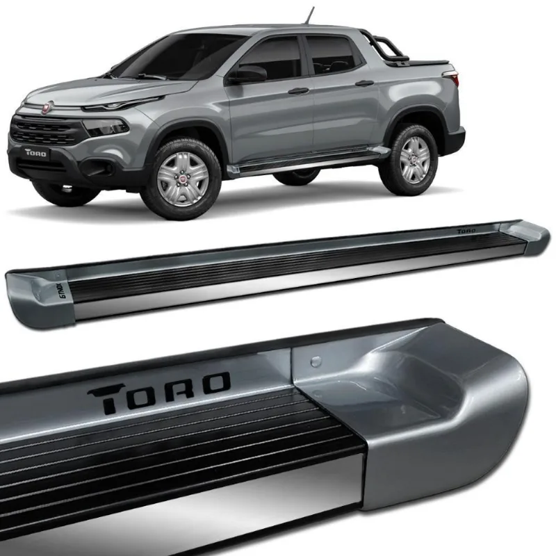Estribo Lateral Fiat Toro 2016 A 2021 Alumínio Prata Billet Personalizado - Gtnox