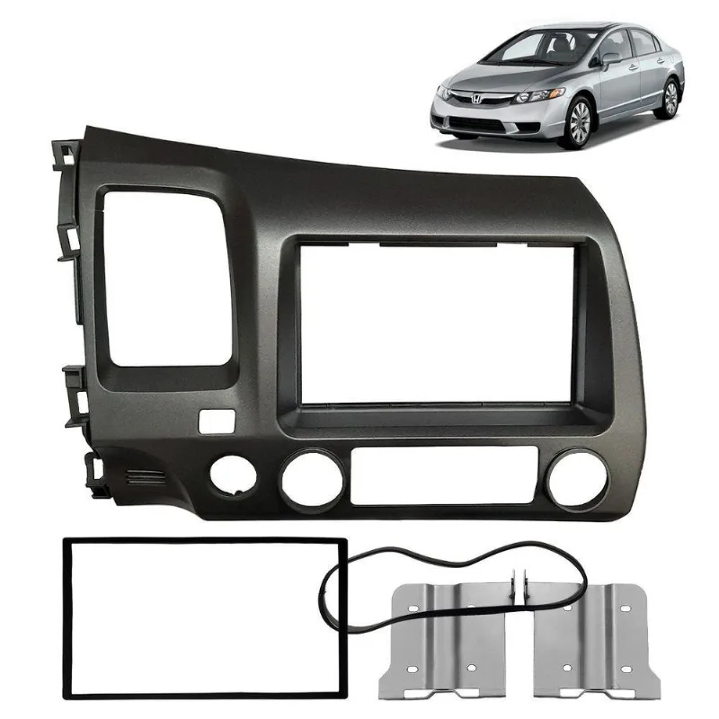 Moldura Do Painel 2 Din New Civic 2007 A 2011 Grafite Importado