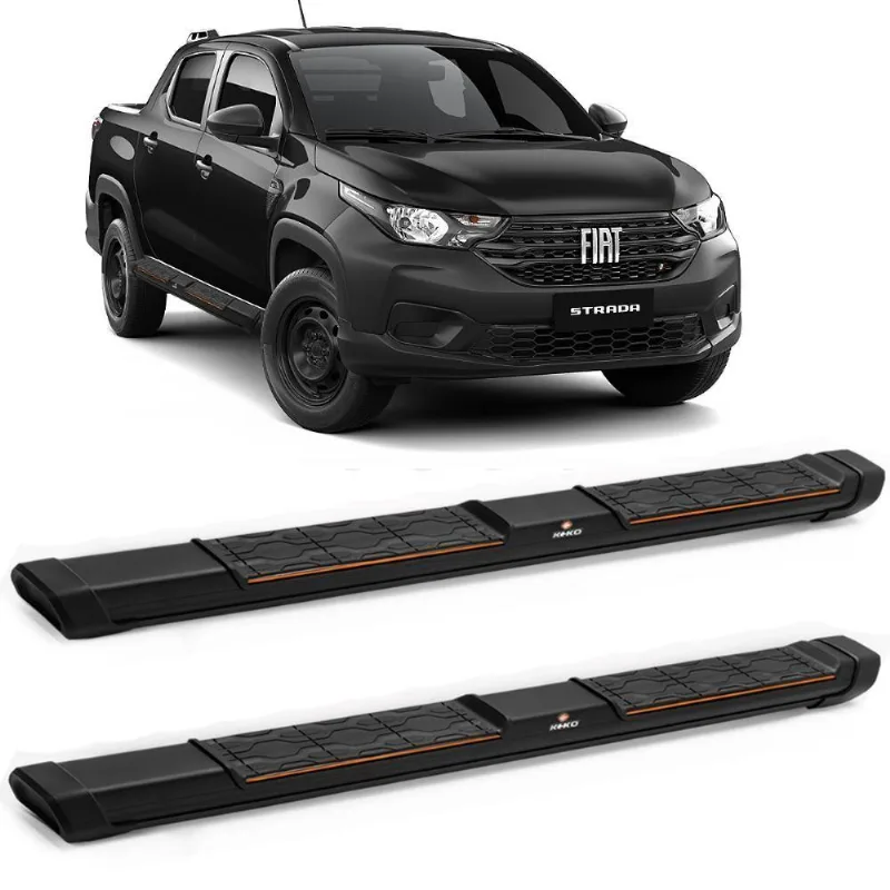 Estribo Lateral Fiat Strada 2020 2021 Alumínio Preto Keko My Road