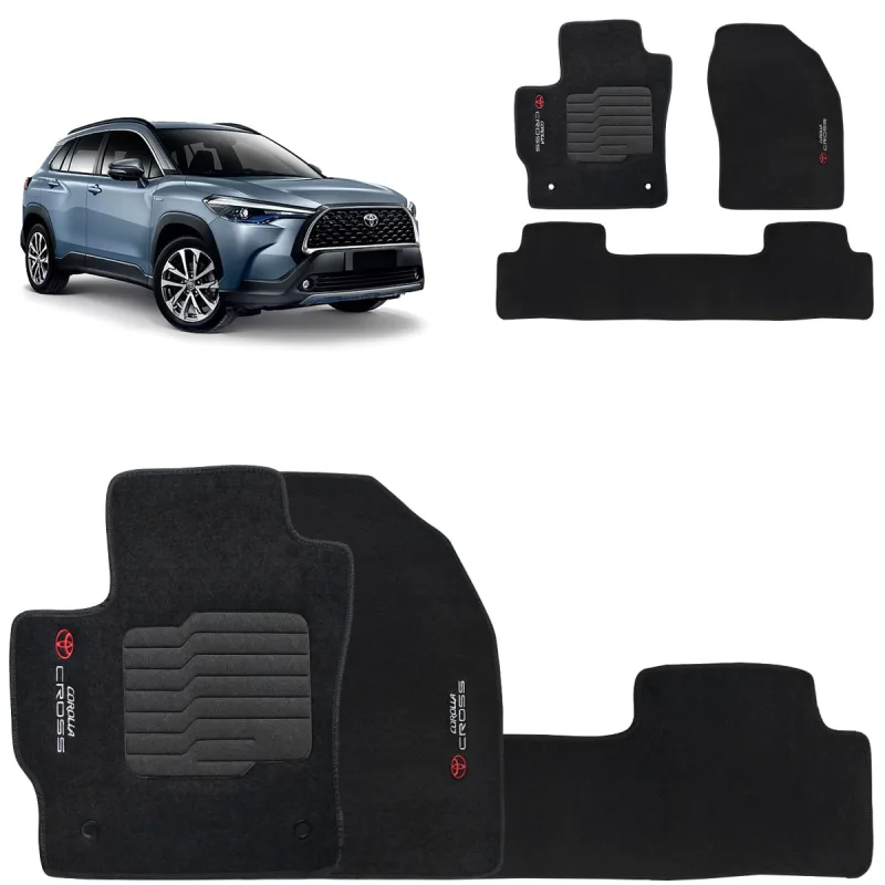 Jogo de Tapete Carpete Corolla Cross 2021 a 2026 Preto 5 Peças - Ecotap - Automotivo