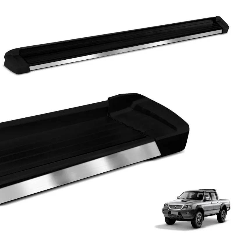 Estribo Lateral L200 Sport 2004 a 2012 G3 Aluminio Preto Frente Polida Bepo
