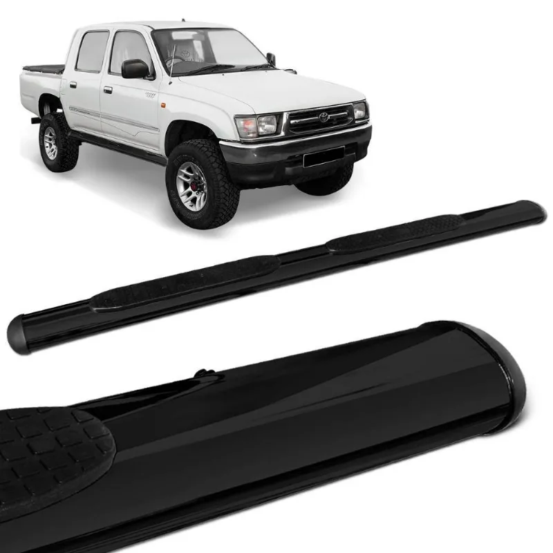Estribo Lateral Oval Hilux 1998 A 2004 Aço Carbono Preto