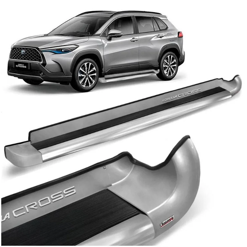 Estribo Lateral Corolla Cross 2021 2022 Personalizado Prata Lua Nova