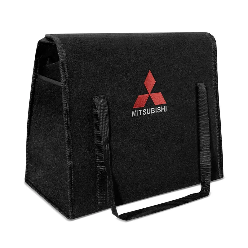 Bolsa Organizadora Porta Malas Logo Mitsubishi Carpete Preto 20 Litros - R Acoustic